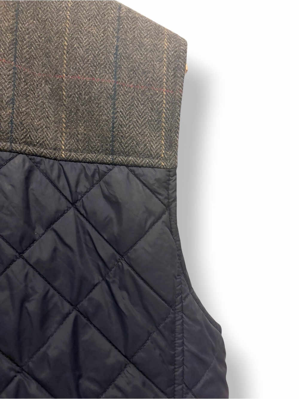 Vince Camuto Men Med Navy Quilted Vest Wool Blend Plaid Tweed Full Zip Puffer - Picture 11 of 16